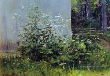 Ivan Ivanovich Shishkin Werke - Blumen am Zaun klassische Landschaft Ivan Ivanovich